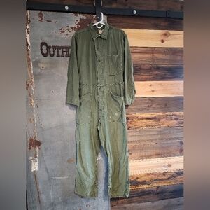 Vintage Rare Vietnam Era OG-107 Sateen Green Coveralls.